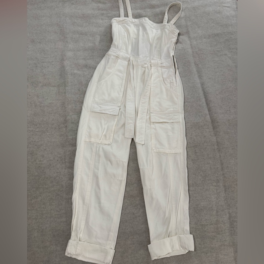 Free People White Utility Jumpsuit